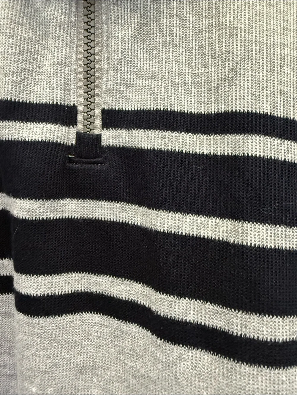 Old Navy Gray Quarter-Zip Sweater with Navy Stripes
